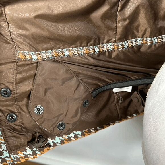 Burton Womens Size XS Brown Ski Snow Jacket Tan Houndstooth Hooded Insulated - Picture 12 of 13